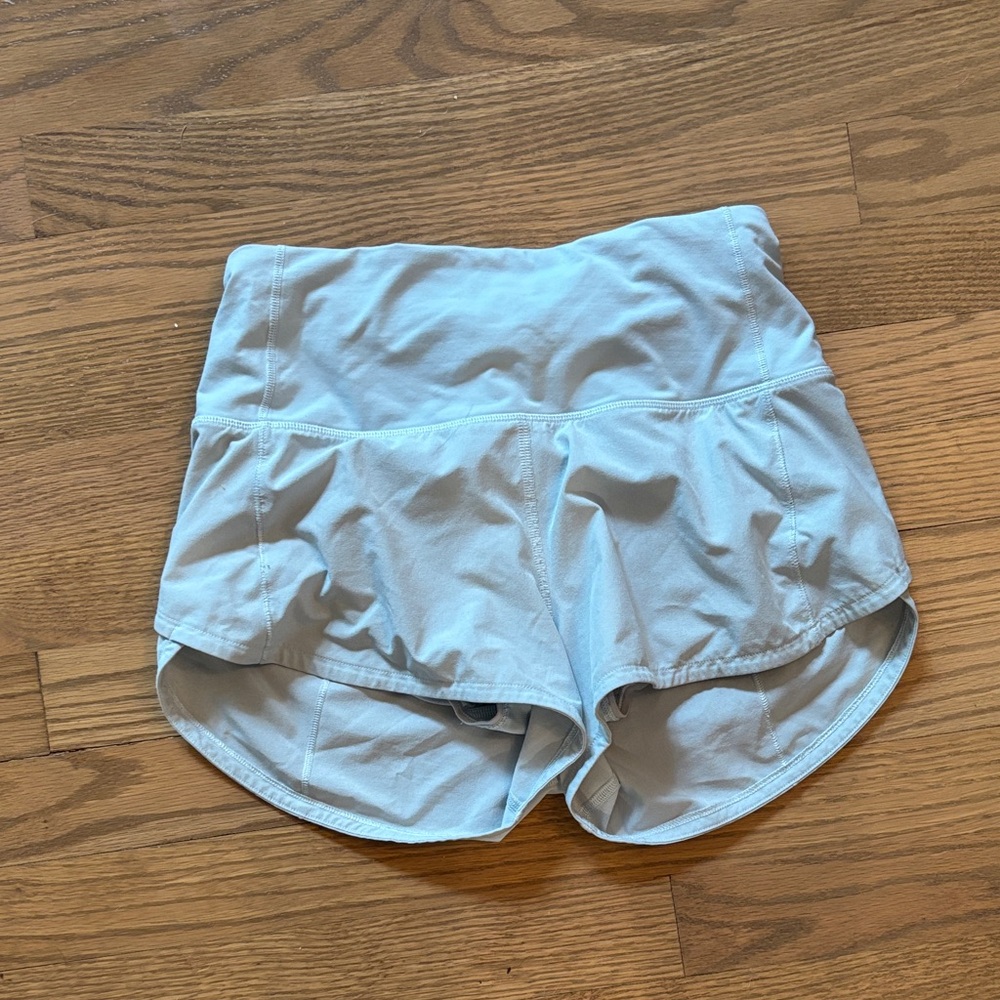 Lululemon Light Blue High Rise Speed Up Shorts- Size 2, 2.5 Inseam